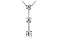 Three Stone Diamond Pendant : 14K White Gold - 0.75 CT Diamonds