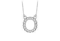Petite Baby Charm Diamond O Initial Pendant : 14K White Gold - 0.20 CT Diamonds
