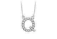Petite Baby Charm Diamond Q Initial Pendant : 14K White Gold - 0.20 CT Diamonds