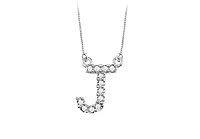 Petite Baby Charm Diamond J Initial Pendant : 14K White Gold - 0.20 CT Diamonds