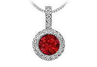 GF Bangkok and Cubic Zirconia Circle Pendant : 14K White Gold - 1.25 CT TGW