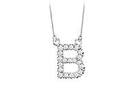 Petite Baby Charm Diamond B Initial Pendant : 14K White Gold - 0.20 CT Diamonds