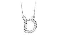 Petite Baby Charm Diamond D Initial Pendant : 14K White Gold - 0.20 CT Diamonds