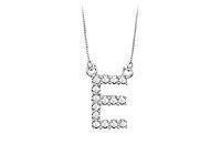 Petite Baby Charm Diamond E Initial Pendant : 14K White Gold - 0.20 CT Diamonds