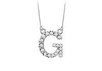 Petite Baby Charm Diamond G Initial Pendant : 14K White Gold - 0.20 CT Diamonds