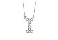 Petite Baby Charm Diamond I Initial Pendant : 14K White Gold - 0.20 CT Diamonds