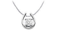 Cubic Zirconia Horseshoe Pendant : 14K White Gold - 1.00 CT TGW