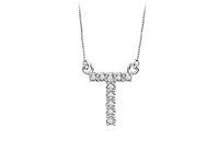 Petite Baby Charm Diamond T Initial Pendant : 14K White Gold - 0.20 CT Diamonds