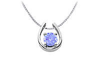 Created Tanzanite Horseshoe Pendant : 14K White Gold - 1.00 CT TGW