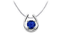 Diffuse Sapphire Horseshoe Pendant : 14K White Gold - 1.00 CT TGW