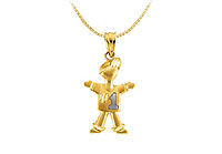14K Two Tone ( White & Yellow ) Gold #1 Boy Pendant