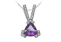 Amethyst and Diamond Pendant : 14K White Gold - 1.25 CT TGW
