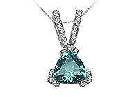 Blue Topaz and Diamond Pendant : 14K White Gold - 1.25 CT TGW