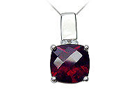 Garnet and Diamond Pendant : 14K White Gold - 3.00 CT TGW