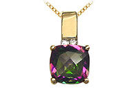 Mystic Topaz and Diamond Pendant : 14K Yellow Gold - 3.50 CT TGW