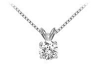 14K White Gold : Round Diamond Solitaire Pendant - 0.15 CT TW.