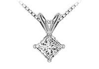 14K White Gold : Princess Cut Diamond Solitaire Pendant - 0.25 CT. TW.