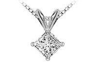 14K White Gold : Princess Cut Diamond Solitaire Pendant - 0.33 CT. TW.