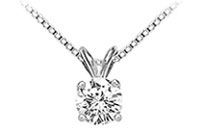14K White Gold : Round Diamond Solitaire Pendant - 0.25 CT. TW.
