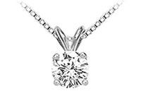 14K White Gold : Round Diamond Solitaire Pendant - 0.33 CT. TW.