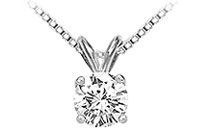 14K White Gold : Round Diamond Solitaire Pendant - 0.50 CT. TW.