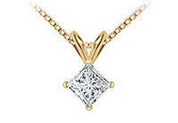 14K Yellow Gold : Princess Cut Diamond Solitaire Pendant - 0.15 CT. TW.
