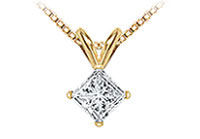 14K Yellow Gold : Princess Cut Diamond Solitaire Pendant - 0.25 CT. TW.