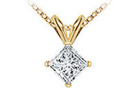 14K Yellow Gold : Princess Cut Diamond Solitaire Pendant - 0.33 CT. TW.
