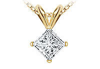 14K Yellow Gold : Princess Cut Diamond Solitaire Pendant - 1.00 CT. TW.