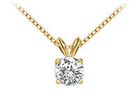 14K Yellow Gold : Round Diamond Solitaire Pendant - 0.15 CT. TW.