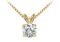 14K Yellow Gold : Round Diamond Solitaire Pendant - 0.25 CT. TW.
