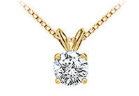 14K Yellow Gold : Round Diamond Solitaire Pendant - 0.33 CT. TW.