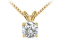 14K Yellow Gold : Round Diamond Solitaire Pendant - 0.50 CT. TW.