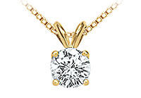14K Yellow Gold : Round Diamond Solitaire Pendant - 0.75 CT.TW.