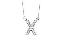 Petite Baby Charm Diamond X Initial Pendant : 14K White Gold - 0.20 CT Diamonds