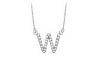Petite Baby Charm Diamond W Initial Pendant : 14K White Gold - 0.20 CT Diamonds