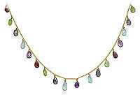 Multicolor Gemstone Necklace : 14K Yellow Gold - 25.00 CT TGW