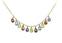 Multicolor Gemstone Necklace : 14K Yellow Gold - 7.00 CT TGW