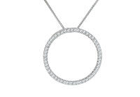 Diamond Circle Pendant : 14K White gold - 0.25 CT Diamonds