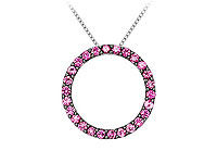 Pink Sapphire Circle Pendant : 14K White gold - 0.50 CT TGW