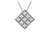 Diamond Kite Shaped Pendant : 14K White Gold - 0.33 CT Diamonds