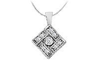 Diamond Pendant : 14K White Gold - 0.25 CT Diamonds