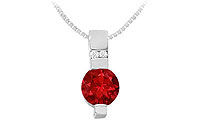 Ruby and Diamond Pendant : 14K White Gold - 1.05 CT TGW