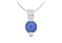 Sapphire and Diamond Pendant : 14K White Gold - 1.05 CT TGW