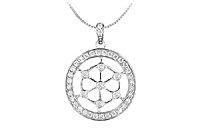 Diamond Circle Pendant : 14K White Gold - 0.75 CT Diamonds