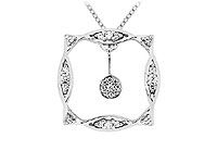 Diamond Frame Pendant : 14K White Gold - 0.25 CT Diamonds