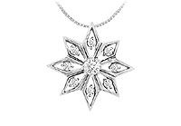 Diamond Flower Pendant : 14K White Gold - 0.15 CT Diamonds