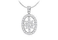 Diamond Flower Pendant : 14K White Gold - 1.00 CT Diamonds