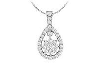 Diamond Pear Shaped Pendant : 14K White Gold - 1.00 CT Diamonds