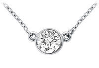 14K White Gold : Bezel Set Round Diamond Solitaire Pendant - 0.25 CT. TW.